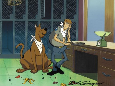 Scooby-Doo on Zombie Island Original Production Cel on Original Production Background: Scooby and Shaggy Sale