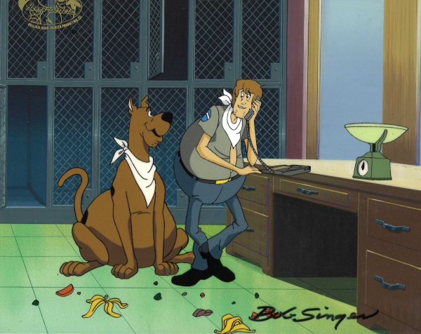 Scooby-Doo on Zombie Island Original Production Cel on Original Production Background: Scooby and Shaggy Sale