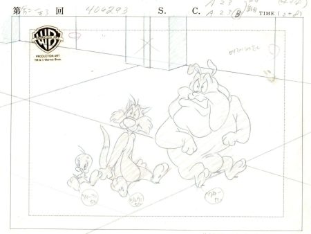 Looney Tunes Original Production Drawing: Tweety, Sylvester, And Hector Online Hot Sale