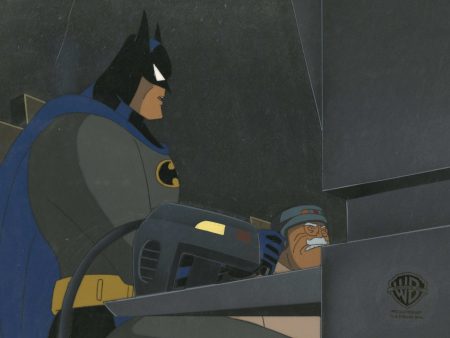 Batman The Animated Series Original Production Cel On Original Background: Batman and Commissioner Gordon Hot on Sale