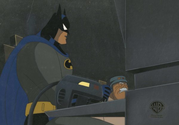 Batman The Animated Series Original Production Cel On Original Background: Batman and Commissioner Gordon Hot on Sale