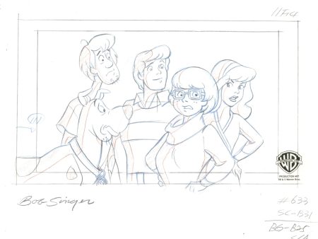 What s New, Scooby-Doo? Original Production Drawing: Scooby Doo, Shaggy, Daphne, Velma, and Freddy on Sale