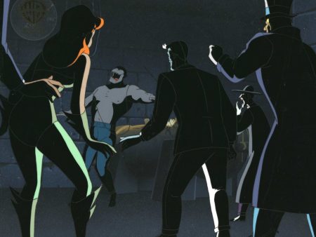 Batman The Animated Series Original Production Cel On Original Background: Joker, Two-Face, Mad Hatter, Killer Croc, and Poison Ivy For Discount