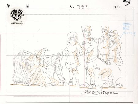 Scooby-Doo and The Witch s Ghost Original Production Drawing: Scooby, Shaggy, Velma, Daphne, and Fred Supply