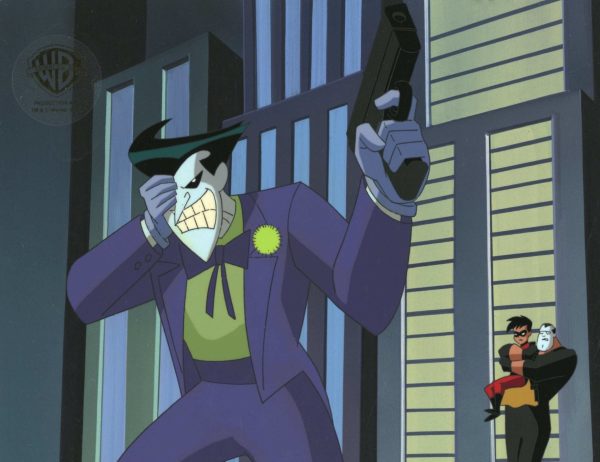 The New Batman Adventures Original Production Cel on Original Background: Joker and Robin on Sale