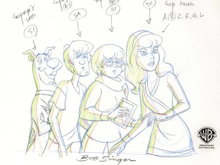 What s New Scooby Doo? Original Production Drawing: Scooby, Shaggy, Velma, and Daphne Online Hot Sale