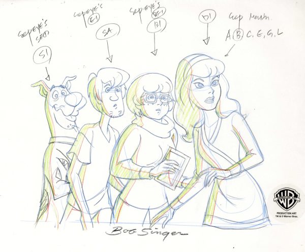 What s New Scooby Doo? Original Production Drawing: Scooby, Shaggy, Velma, and Daphne Online Hot Sale