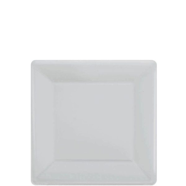 Silver Square Paper Plates 7in, 20pcs For Sale