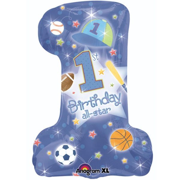 1st Birthday All Star Boy Foil Balloon 19 x 28in Online