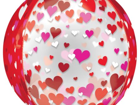 Floating Hearts Orbz Foil Balloon 38x40cm Sale