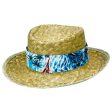 Straw Hat With Floral Band Online now