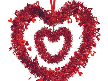 Double Heart Tinsel Decoration For Discount