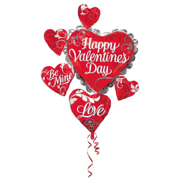 Valentine s Day Swirl Heart Cluster Foil Balloon 28 x 34in Online Sale