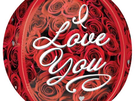 I Love You Roses Orbz Foil Balloon 38x40cm For Sale