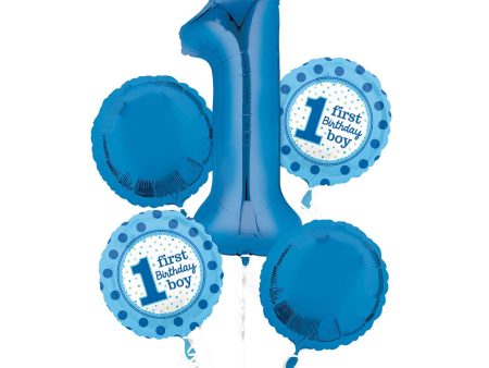 1st Birthday Boy Balloon Bouquet 5pcs Cheap