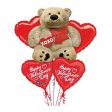 Valentine s Day Cuddly Bear Balloon Bouquet 5pcs on Sale