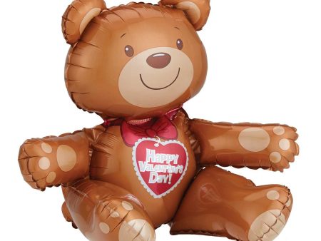 Valentine Sitting Bear Multi Foil Balloon 19x17in Fashion