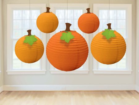 Fall Round Paper Lanterns 5pcs Online now